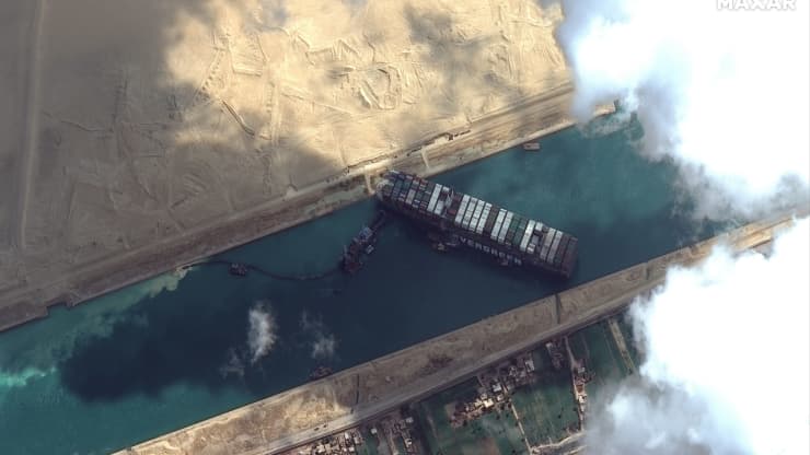 Satellite Images of Port of Long Beach and Suez Canal - suez canal blockage